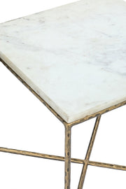 Valen Genuine Marble And Iron End / Side Table in White - 77002White-ET