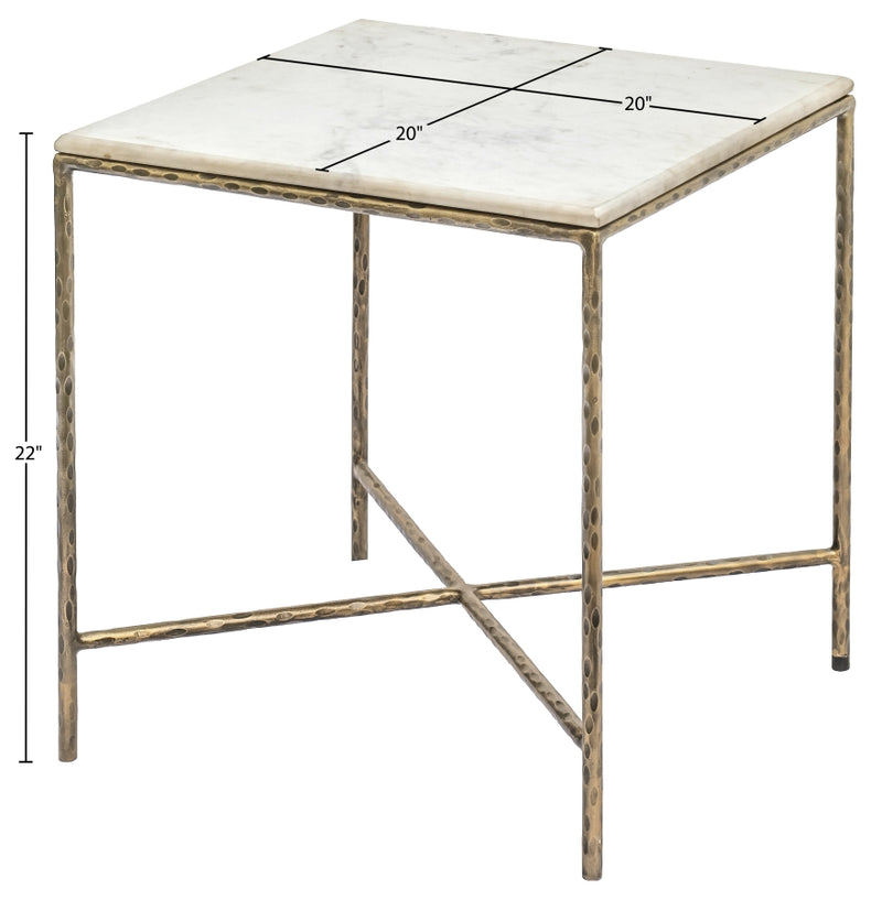 Valen Genuine Marble And Iron End / Side Table in White - 77002White-ET