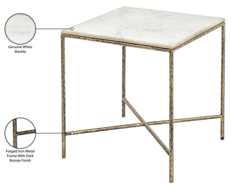 Valen Genuine Marble And Iron End / Side Table in White - 77002White-ET