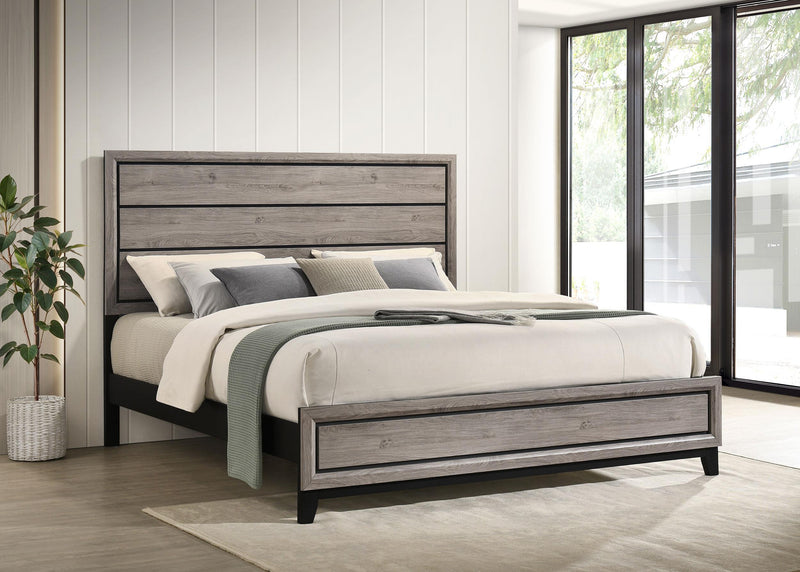 Valen Wood Eastern King Panel Bed Light Taupe - 215911KE