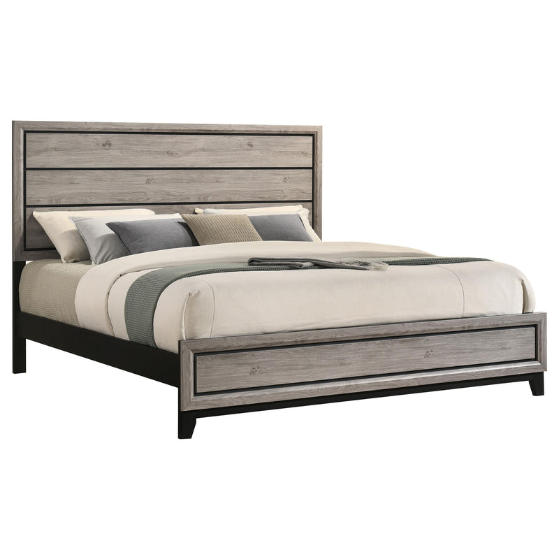 Valen Wood Eastern King Panel Bed Light Taupe - 215911KE