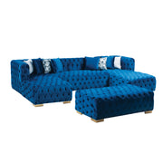 Valencia 126 in. W 3 - Piece Soft Touch Velvet U - Shaped Sectional in Blue - Gate FurnitureSectional
