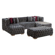 Valencia 126 in. W 3 - Piece Soft Touch Velvet U - Shaped Sectional in Gray - Gate FurnitureSectional