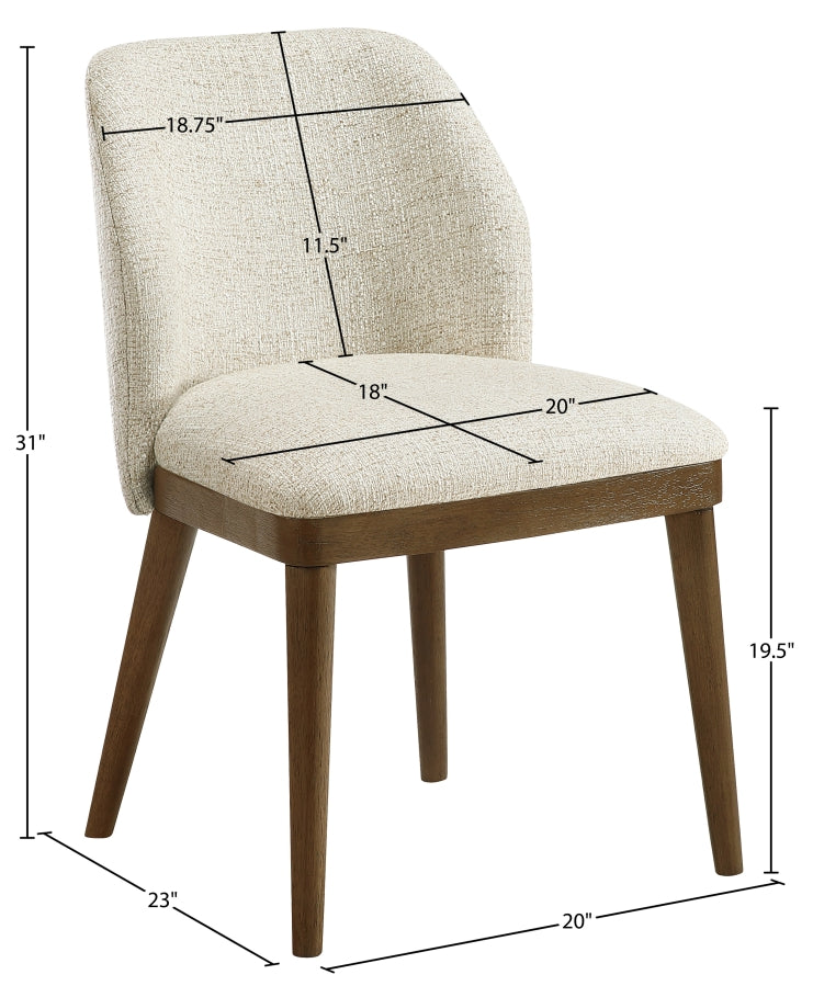 Valeo Linen Textured Fabric Upholstered Dining Chair in Beige, Set of 2 - 88082Beige-C