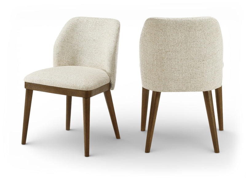 Valeo Linen Textured Fabric Upholstered Dining Chair in Beige, Set of 2 - 88082Beige-C