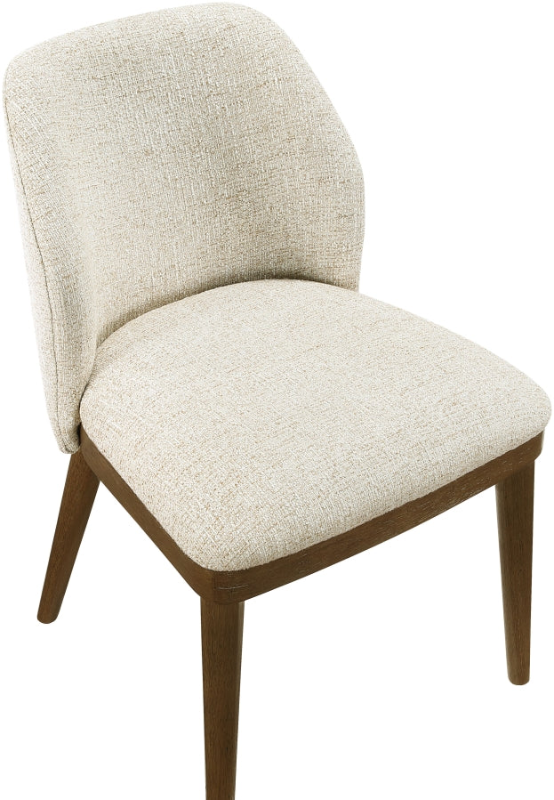 Valeo Linen Textured Fabric Upholstered Dining Chair in Beige, Set of 2 - 88082Beige-C
