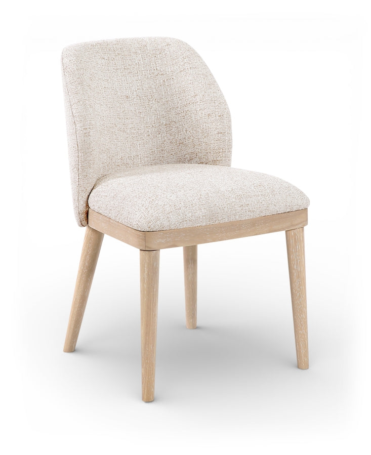Valeo Linen Textured Fabric Upholstered Dining Chair in Beige, Set of 2 - 88083Beige-C