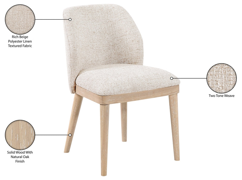 Valeo Linen Textured Fabric Upholstered Dining Chair in Beige, Set of 2 - 88083Beige-C