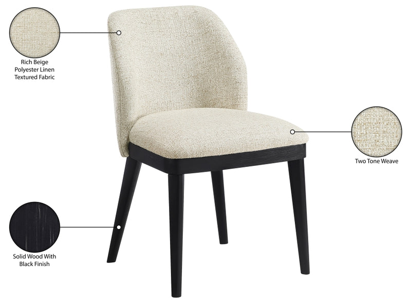 Valeo Linen Textured Fabric Upholstered Dining Chair in Beige, Set of 2 - 88084Beige-C