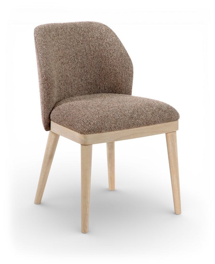 Valeo Linen Textured Fabric Upholstered Dining Chair in Brown, Set of 2 - 88083Brown-C