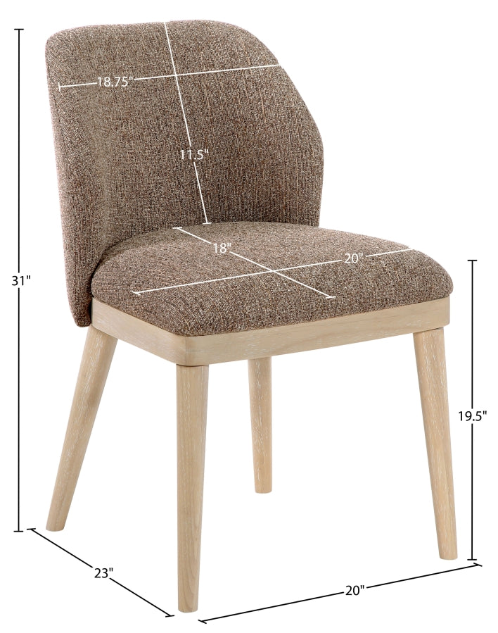 Valeo Linen Textured Fabric Upholstered Dining Chair in Brown, Set of 2 - 88083Brown-C