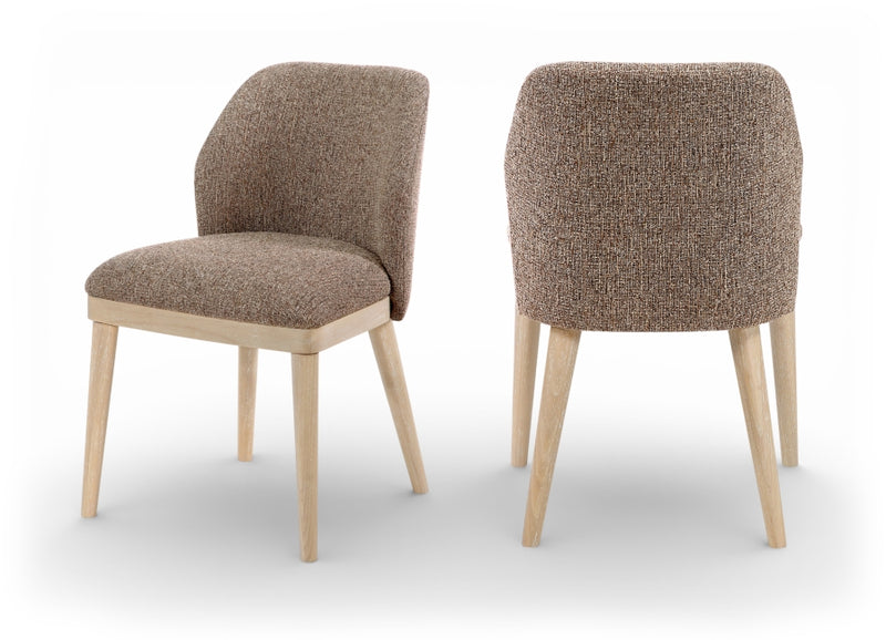 Valeo Linen Textured Fabric Upholstered Dining Chair in Brown, Set of 2 - 88083Brown-C