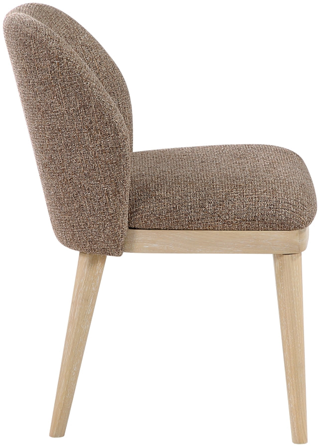 Valeo Linen Textured Fabric Upholstered Dining Chair in Brown, Set of 2 - 88083Brown-C
