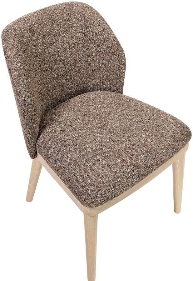 Valeo Linen Textured Fabric Upholstered Dining Chair in Brown, Set of 2 - 88083Brown-C