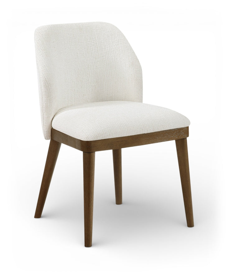 Valeo Linen Textured Fabric Upholstered Dining Chair in Cream, Set of 2 - 88082Cream-C