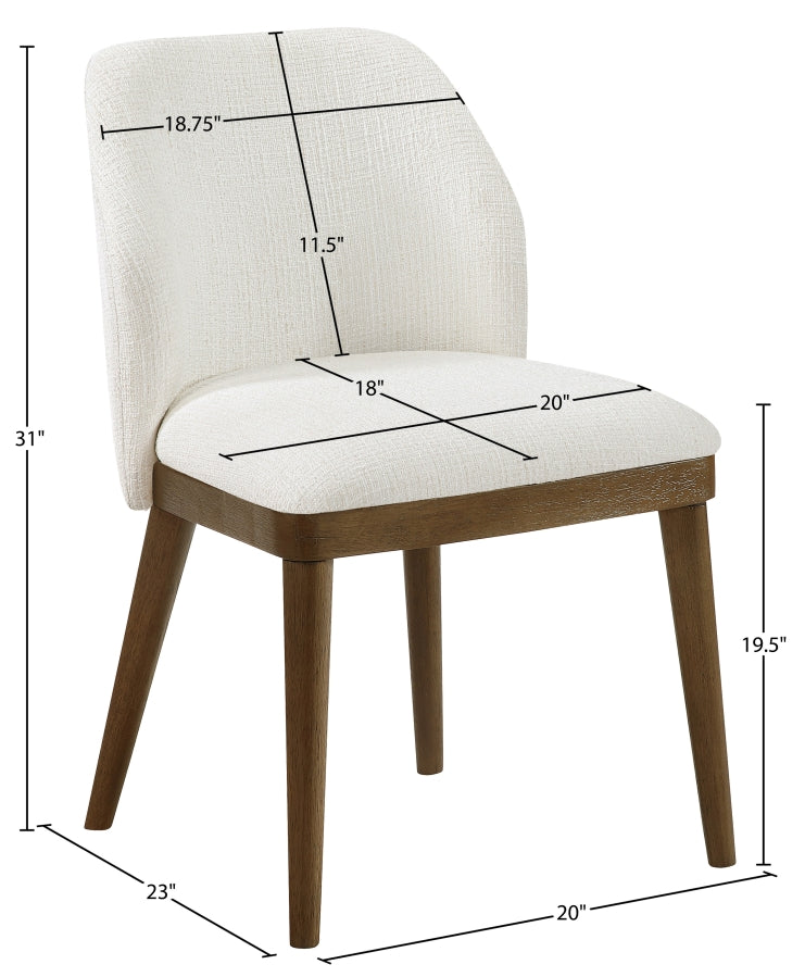 Valeo Linen Textured Fabric Upholstered Dining Chair in Cream, Set of 2 - 88082Cream-C