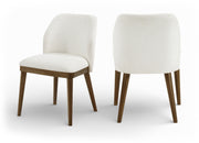 Valeo Linen Textured Fabric Upholstered Dining Chair in Cream, Set of 2 - 88082Cream-C