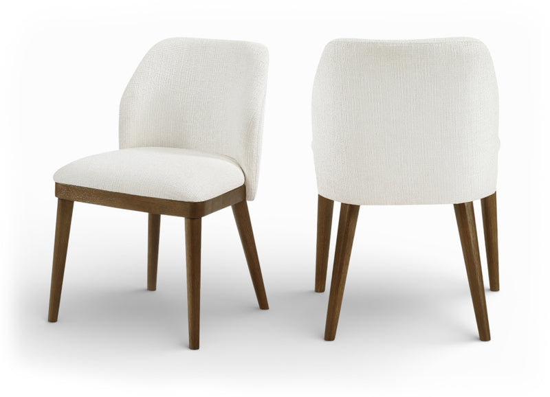 Valeo Linen Textured Fabric Upholstered Dining Chair in Cream, Set of 2 - 88082Cream-C