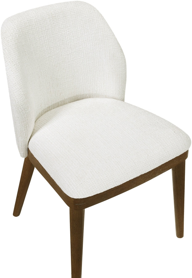 Valeo Linen Textured Fabric Upholstered Dining Chair in Cream, Set of 2 - 88082Cream-C