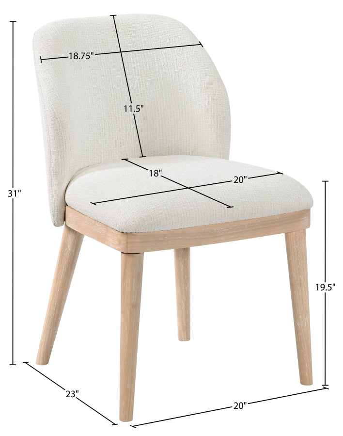 Valeo Linen Textured Fabric Upholstered Dining Chair in Cream, Set of 2 - 88083Cream-C