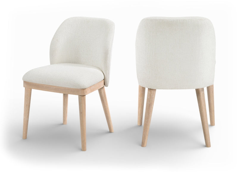 Valeo Linen Textured Fabric Upholstered Dining Chair in Cream, Set of 2 - 88083Cream-C