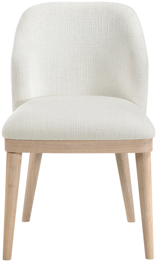 Valeo Linen Textured Fabric Upholstered Dining Chair in Cream, Set of 2 - 88083Cream-C