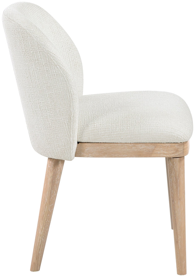 Valeo Linen Textured Fabric Upholstered Dining Chair in Cream, Set of 2 - 88083Cream-C