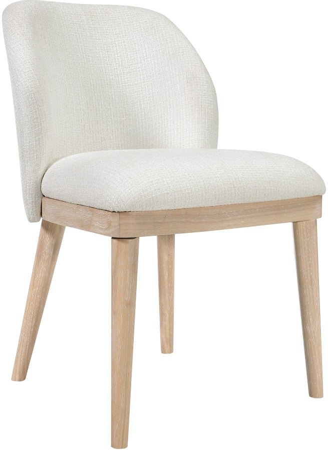 Valeo Linen Textured Fabric Upholstered Dining Chair in Cream, Set of 2 - 88083Cream-C