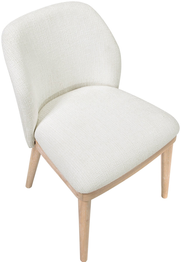 Valeo Linen Textured Fabric Upholstered Dining Chair in Cream, Set of 2 - 88083Cream-C