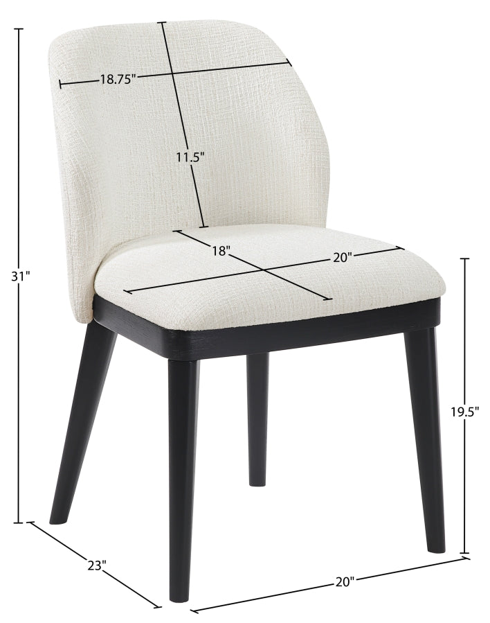 Valeo Linen Textured Fabric Upholstered Dining Chair in Cream, Set of 2 - 88084Cream-C