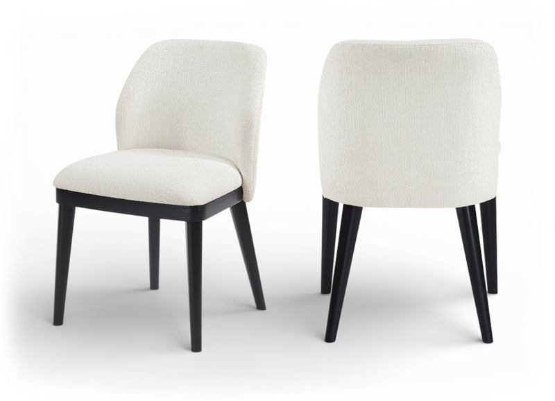Valeo Linen Textured Fabric Upholstered Dining Chair in Cream, Set of 2 - 88084Cream-C