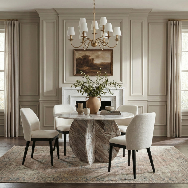 Valeo Linen Textured Fabric Upholstered Dining Chair in Cream, Set of 2 - 88084Cream-C