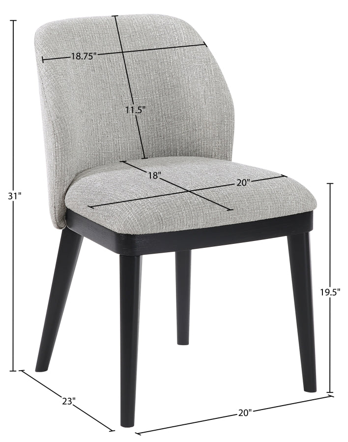 Valeo Linen Textured Fabric Upholstered Dining Chair in Grey, Set of 2 - 88084Grey-C