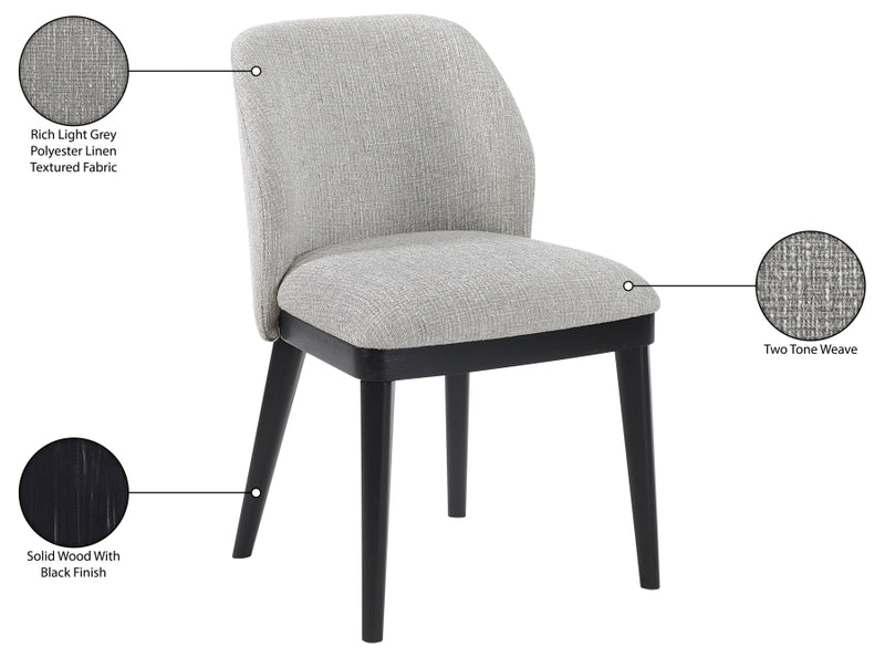 Valeo Linen Textured Fabric Upholstered Dining Chair in Grey, Set of 2 - 88084Grey-C
