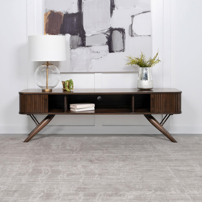 Valna Wood 71-inch TV Stand with Sliding Doors Walnut - 701713
