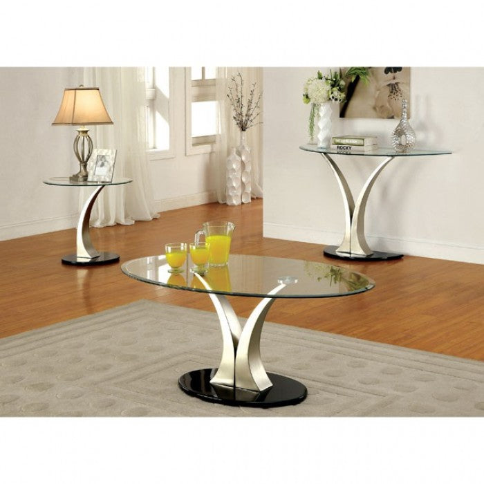 Valo Satin Plated/Black Sofa Table - CM4727S