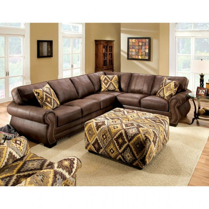 Van Dyke Brown/Yellow/Pattern Ottoman - SM5123-OT