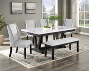 Vance Dove Faux Marble Dining Set - Gate FurnitureDining Room Set