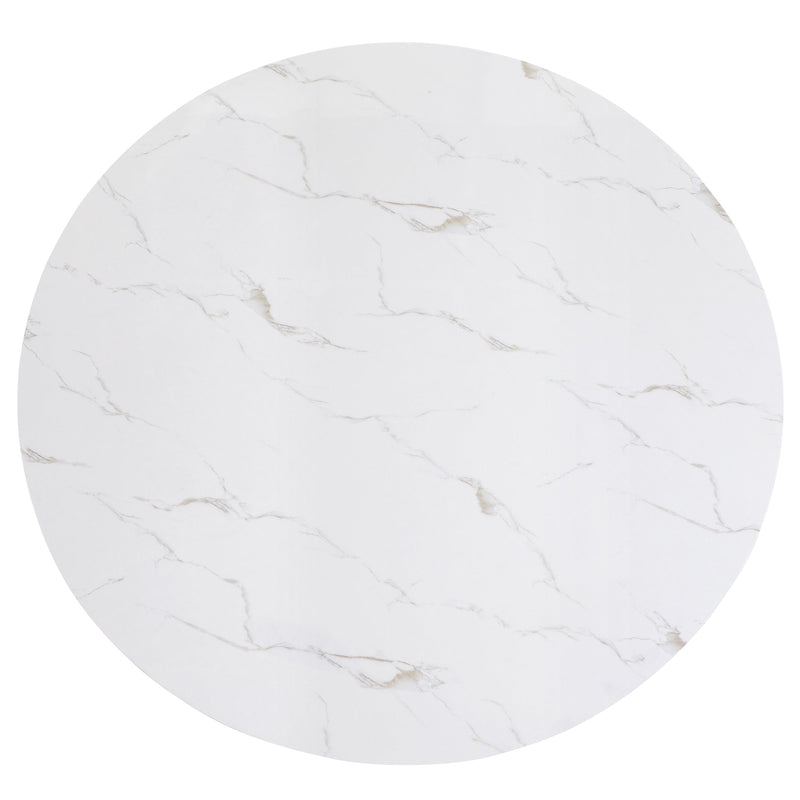 Vance Dove Faux Marble Round Dining Set - Gate FurnitureDining Room Set