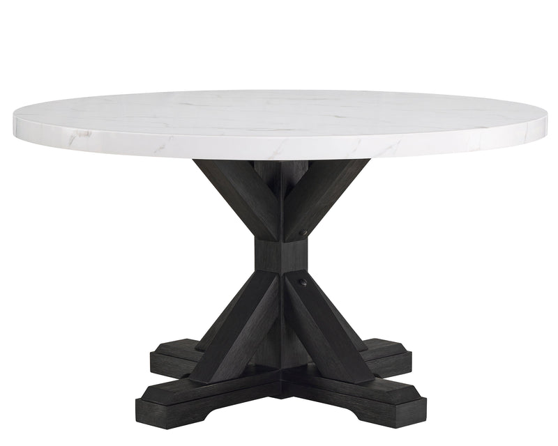 Vance Dove Faux Marble Round Dining Set - Gate FurnitureDining Room Set