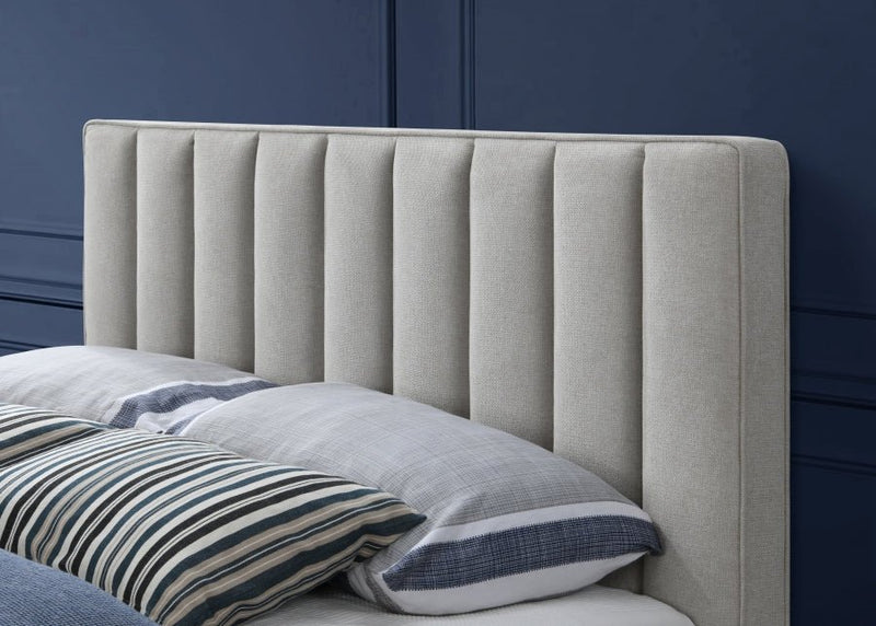 Vance Mid - Century Modern Linen Textured King Bed (3 Boxes) Beige - Gate FurnitureKing Bed