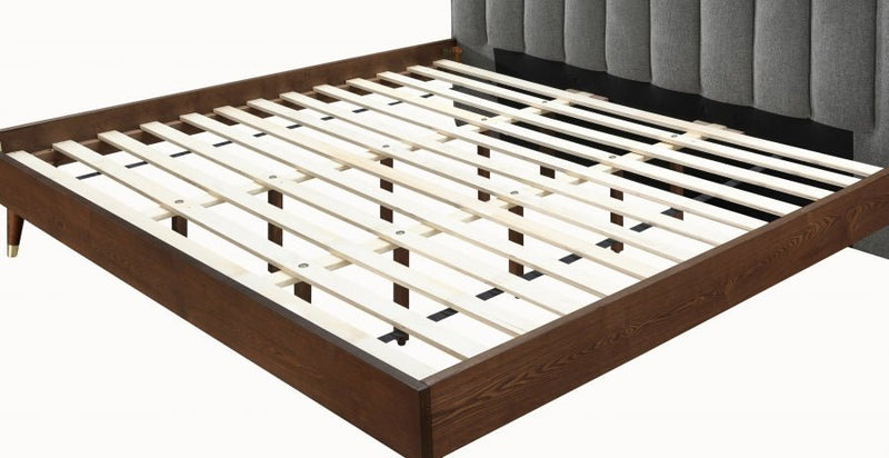 Vance Mid - Century Modern Linen Textured King Bed (3 Boxes) Grey - Gate FurnitureKing Bed