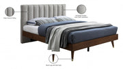Vance Mid - Century Modern Linen Textured Queen Bed (3 Boxes) Beige - Gate FurnitureQueen Bed