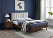 Vance Mid - Century Modern Linen Textured Queen Bed (3 Boxes) Beige - Gate FurnitureQueen Bed