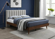 Vance Mid - Century Modern Linen Textured Queen Bed (3 Boxes) Beige - Gate FurnitureQueen Bed