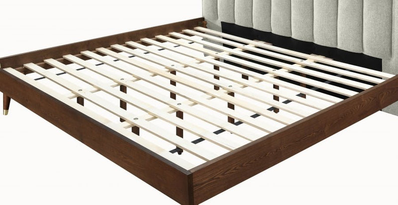 Vance Mid - Century Modern Linen Textured Queen Bed (3 Boxes) Beige - Gate FurnitureQueen Bed