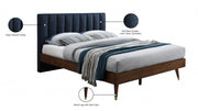 Vance Mid - Century Modern Linen Textured Queen Bed (3 Boxes) Blue - Gate FurnitureQueen Bed