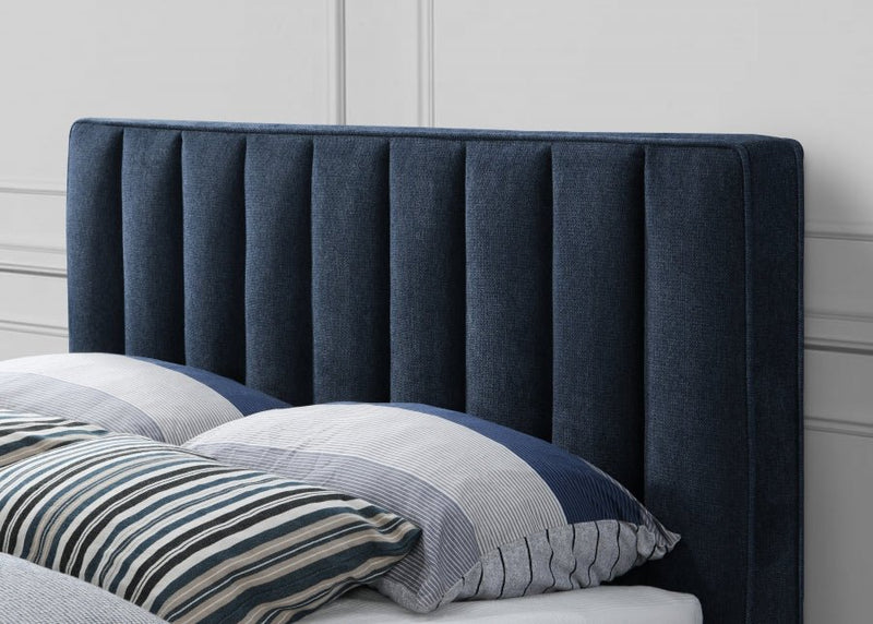Vance Mid - Century Modern Linen Textured Queen Bed (3 Boxes) Blue - Gate FurnitureQueen Bed