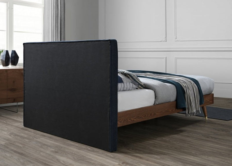 Vance Mid - Century Modern Linen Textured Queen Bed (3 Boxes) Blue - Gate FurnitureQueen Bed