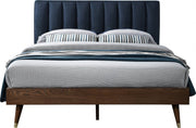 Vance Mid - Century Modern Linen Textured Queen Bed (3 Boxes) Blue - Gate FurnitureQueen Bed